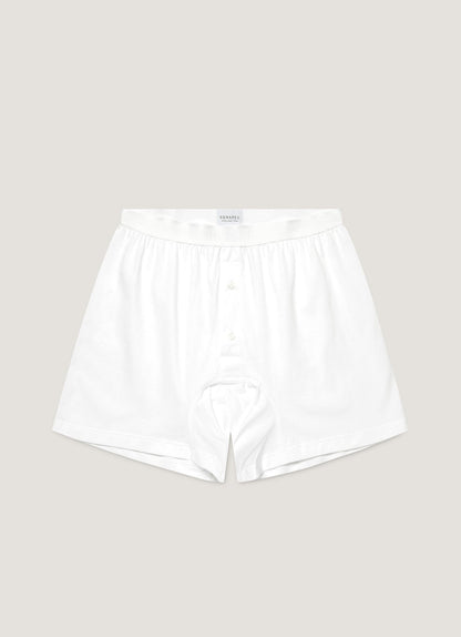 Mens Superfine Cotton Two Button Shorts In White