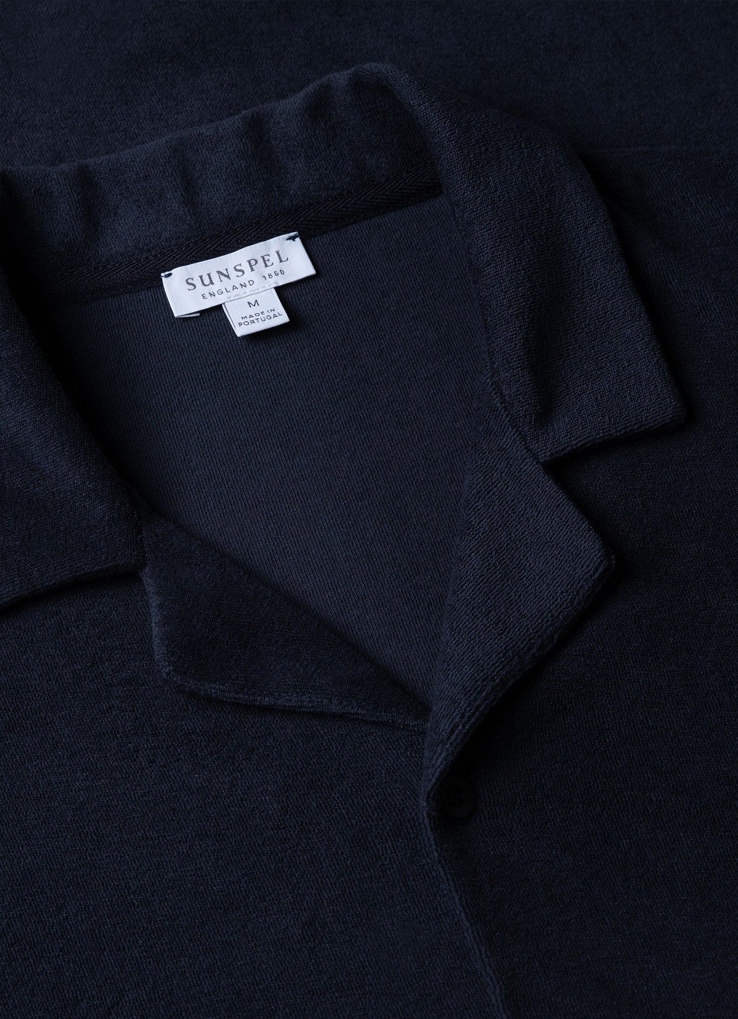 Mens Towelling Camp Collar Shirt In Navy Msht1571 Buaa