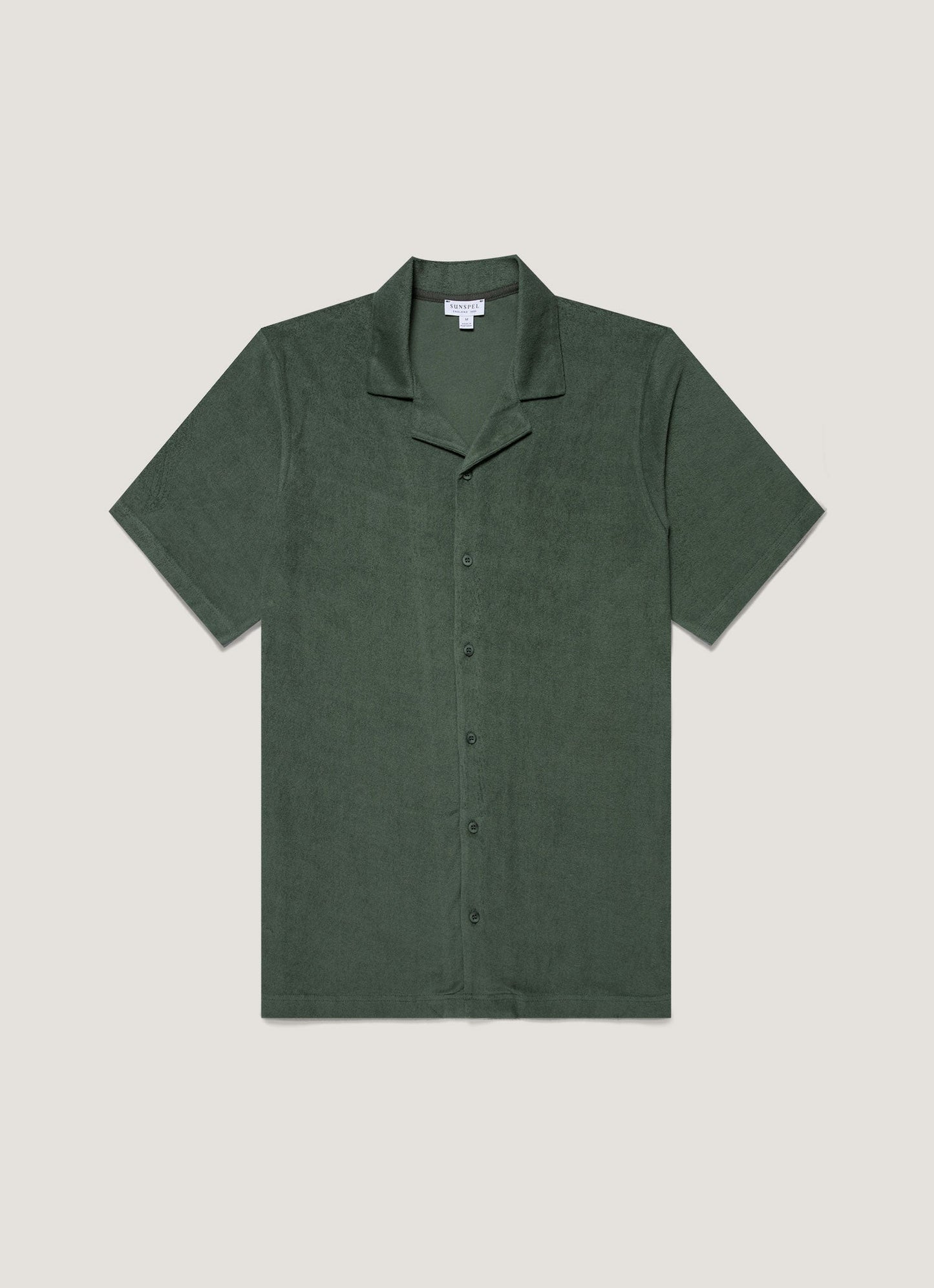 Mens Towelling Camp Collar Shirt In Dusk Green Msht1571 Gnij