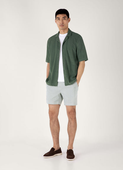 Mens Towelling Camp Collar Shirt In Dusk Green Msht1571 Gnij