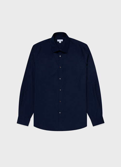 Mens Sea Island Cotton Smart Shirt In Navy