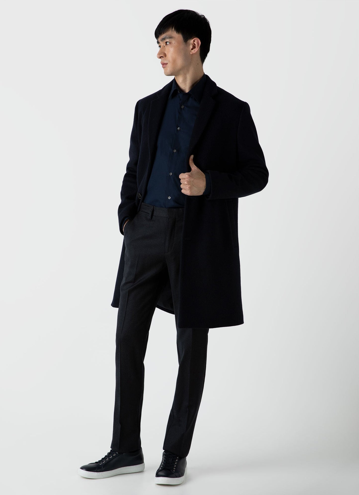 Mens Sea Island Cotton Smart Shirt In Navy
