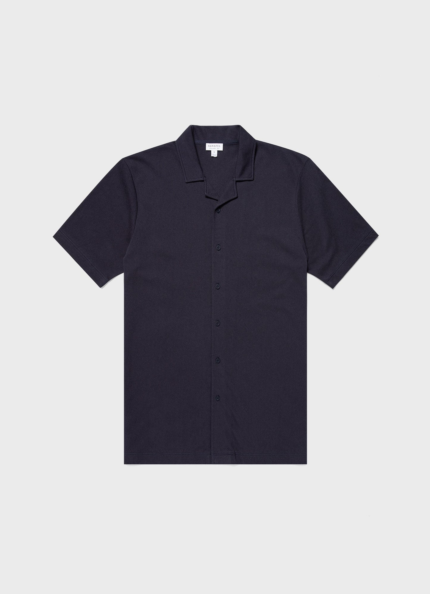 Mens Cotton Riviera Camp Collar Shirt In Navy