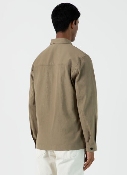 Mens Seersucker Overshirt In Dark Stone Msht2054 Whdc