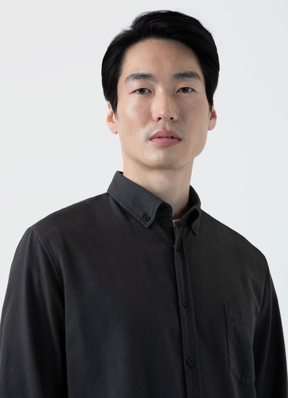 Mens Brushed Cotton Flannel Shirt In Anthracite Msht2074 Gyen