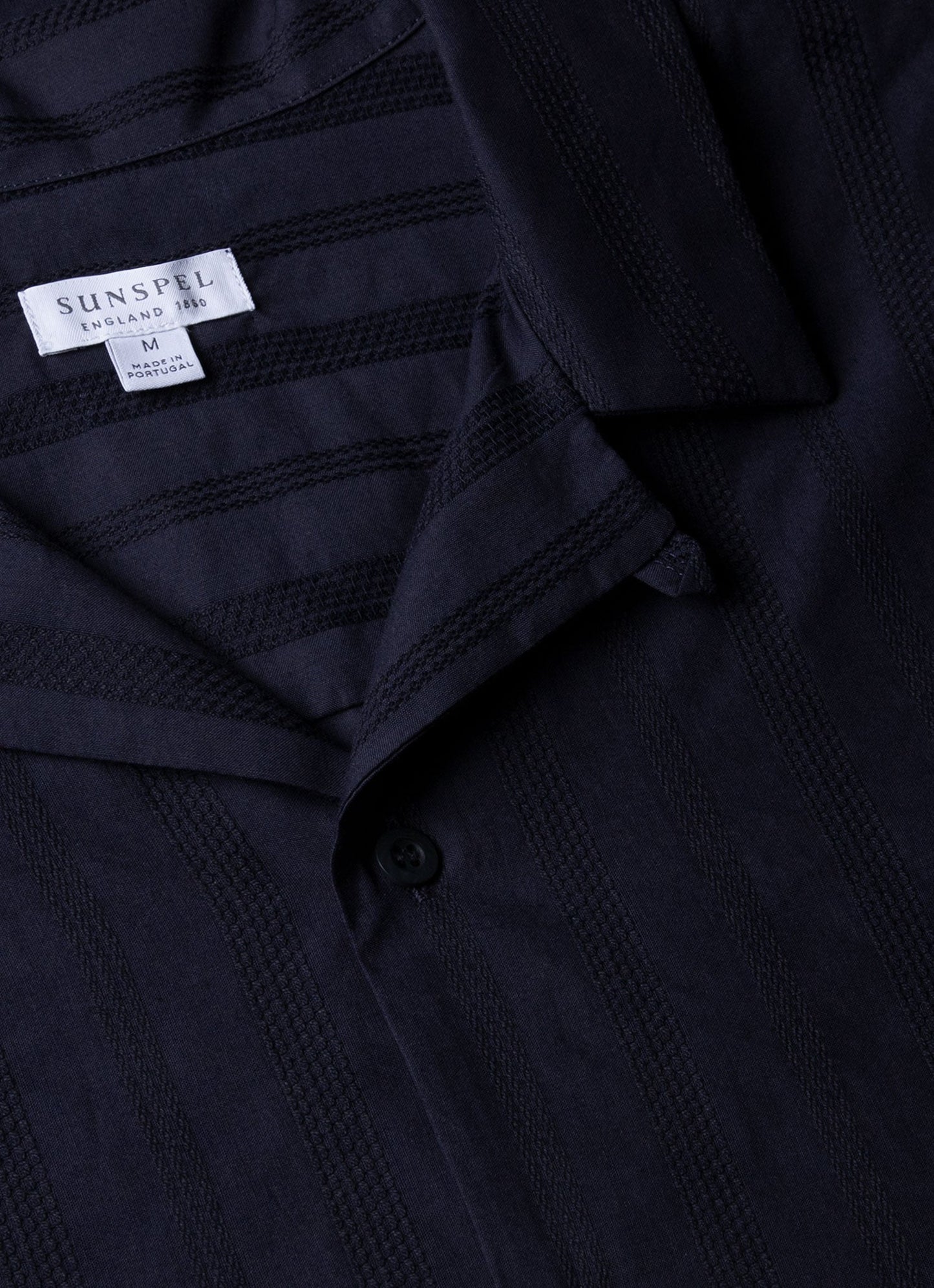 Mens Embroidered Stripe Camp Collar Shirt In Navy Msht2084 Buaa