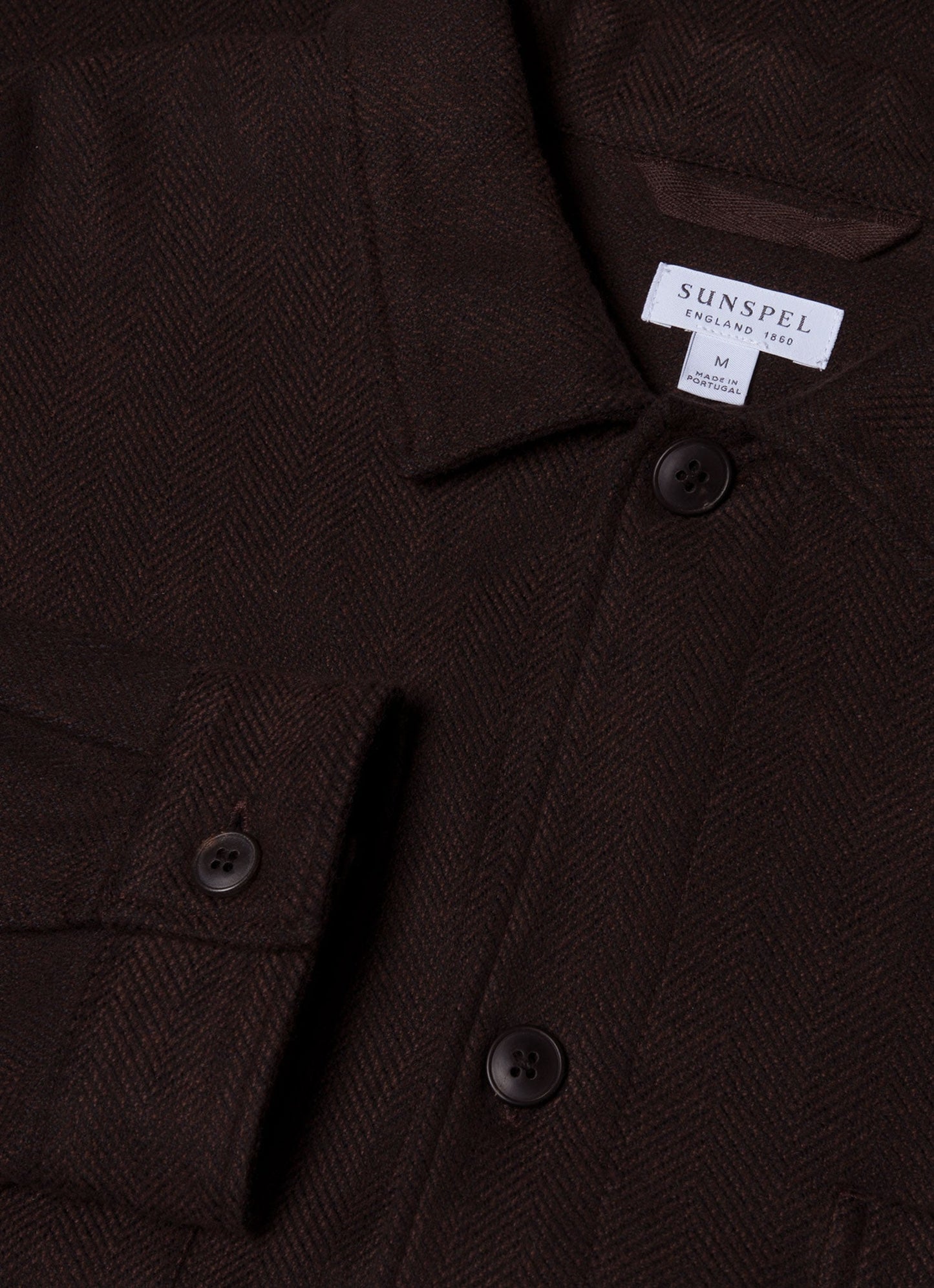 Mens Herringbone Overshirt In Cocoa Brown Msht2095 Brfn