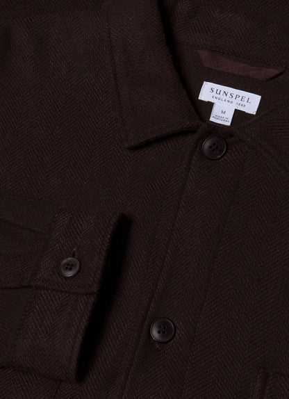 Mens Herringbone Overshirt In Cocoa Brown Msht2095 Brfn