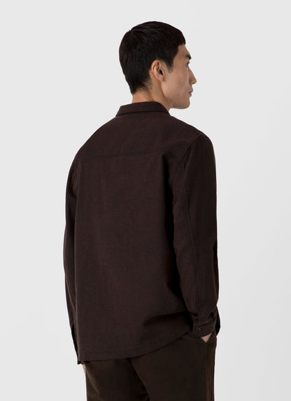 Mens Herringbone Overshirt In Cocoa Brown Msht2095 Brfn