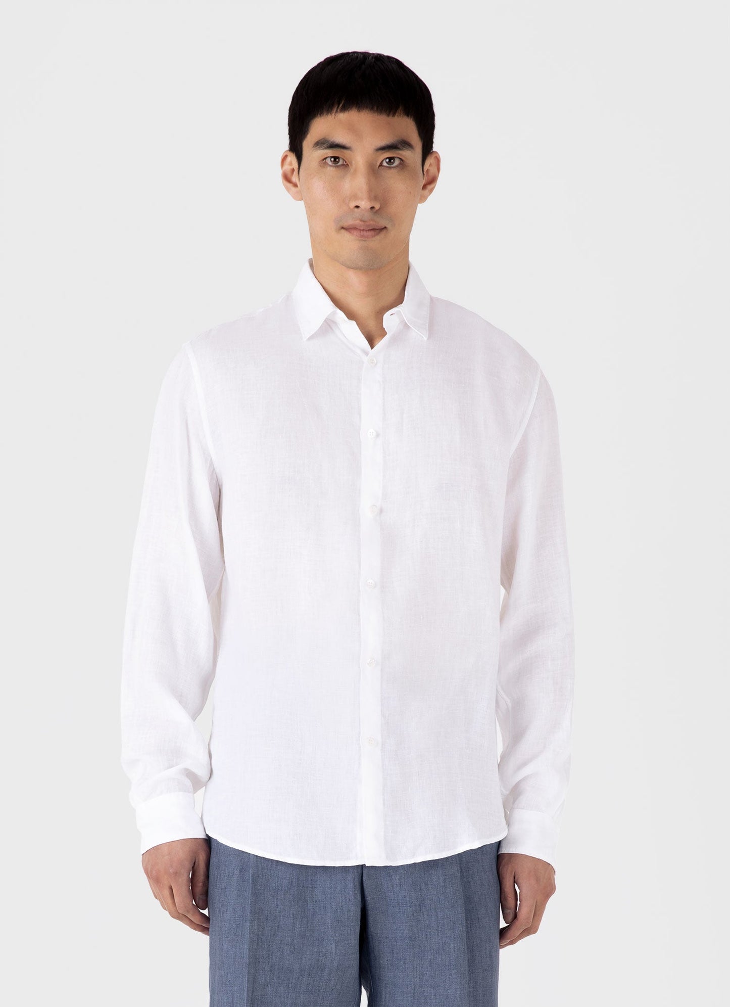 Men S Linen Long Sleeve Shirt In White Msht2061 Whaa