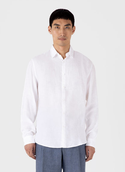 Men S Linen Long Sleeve Shirt In White Msht2061 Whaa