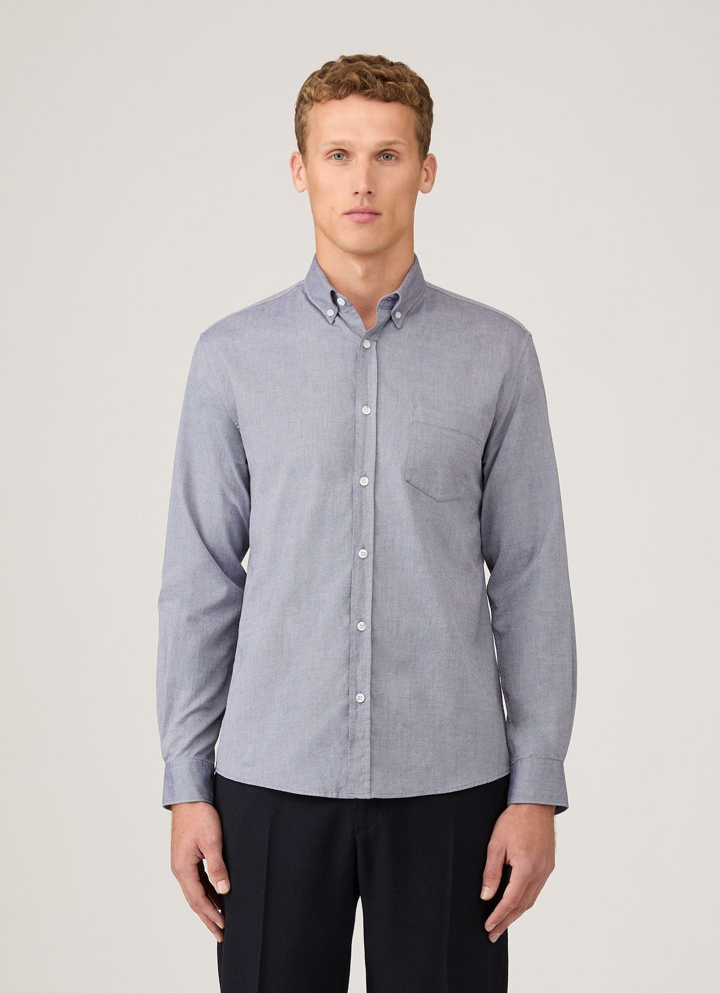 Mens Button Down Oxford Shirt In Dark Blue Msht2107 Bunu