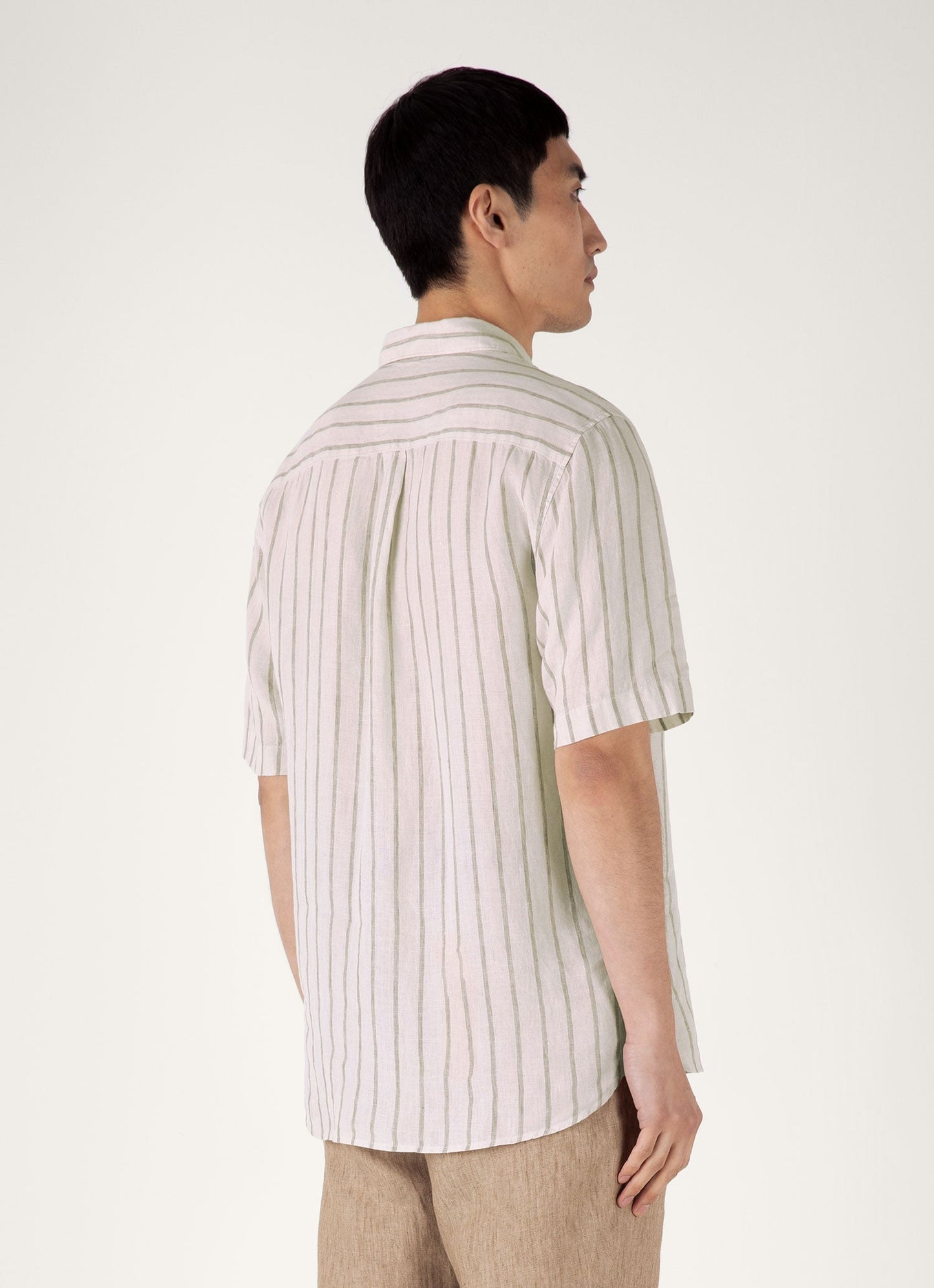 Mens Short Sleeve Linen Shirt In Dune Ecru Msht2119 Stnn