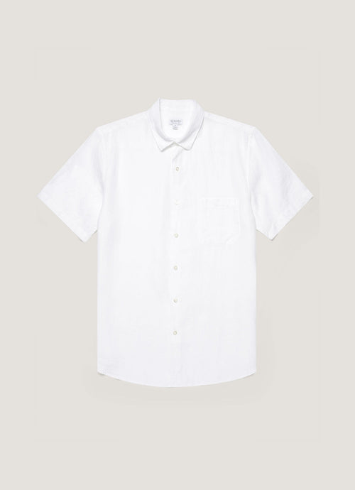 Mens Short Sleeve Linen Shirt In White Msht2119 Whaa