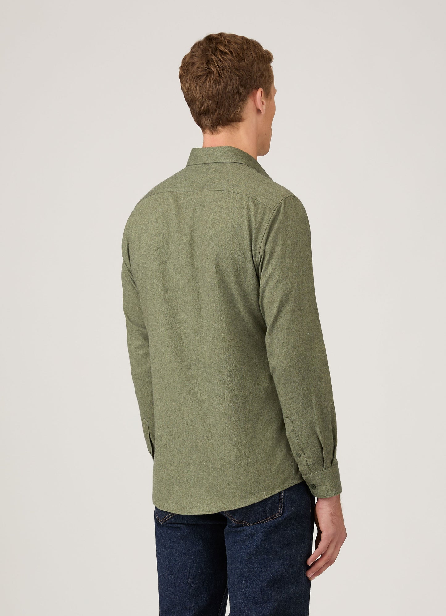 Mens Button Down Flannel Shirt In Sea Moss Melange Msht2131 Gniq