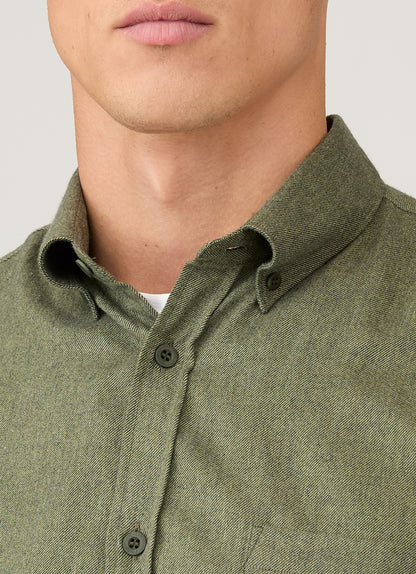 Mens Button Down Flannel Shirt In Sea Moss Melange Msht2131 Gniq
