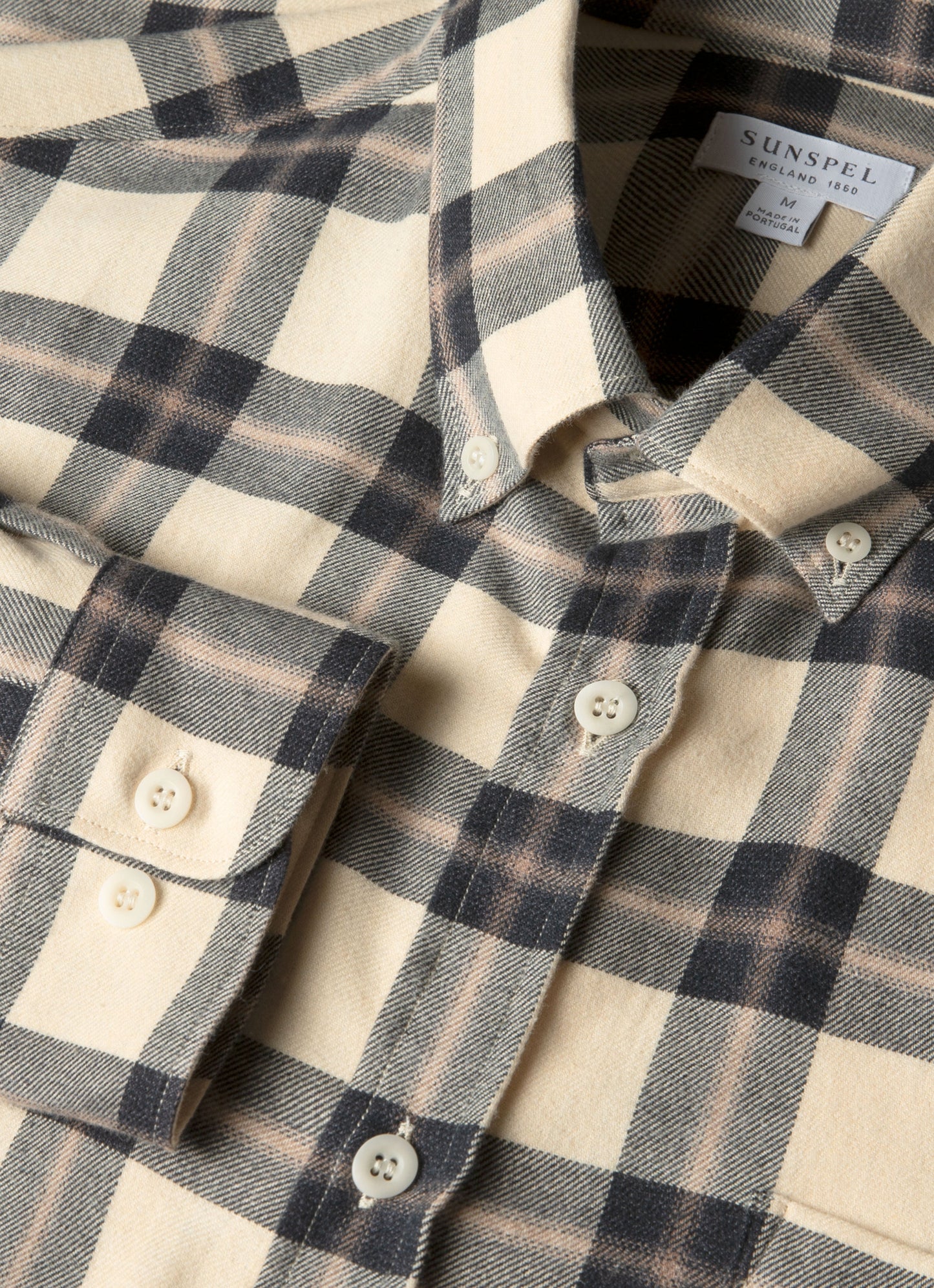 Mens Button Down Flannel Shirt In Truffle Check Msht2131C Whid
