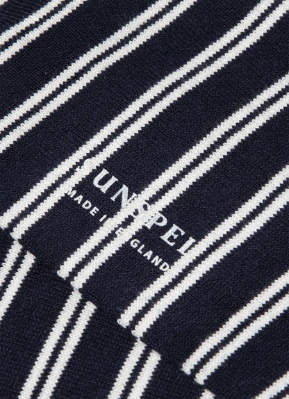 Men's Cotton Socks in Navy/Ecru
