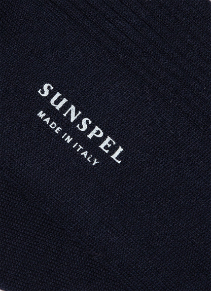 Men's Cotton Ribbed Socks in Navy