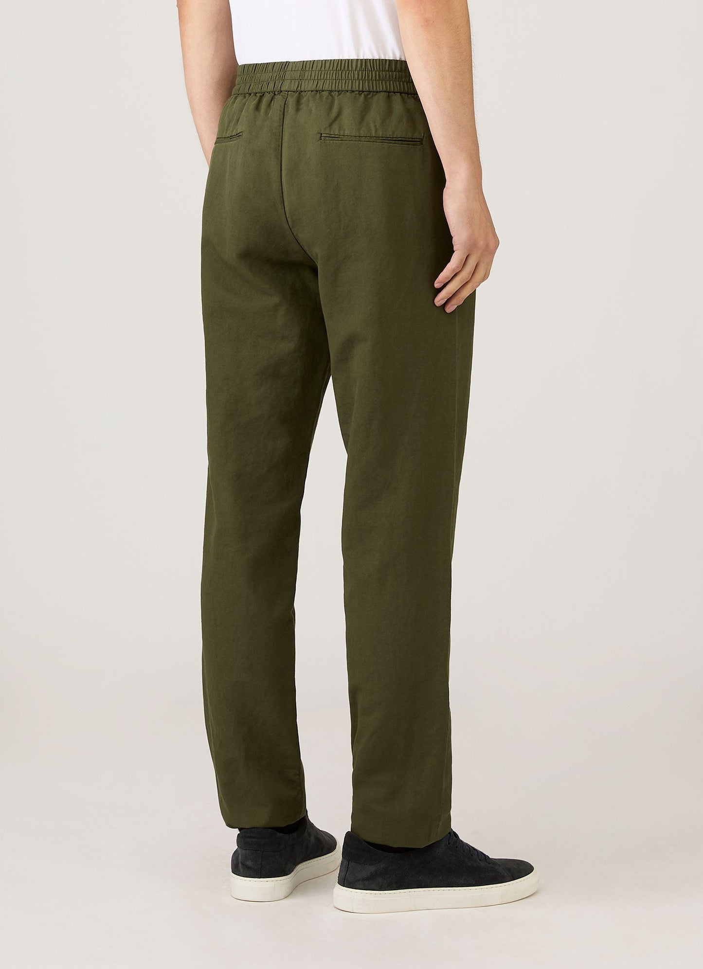Mens Cotton Linen Drawstring Trouser In Deep Olive Mtrs3135 Gniz