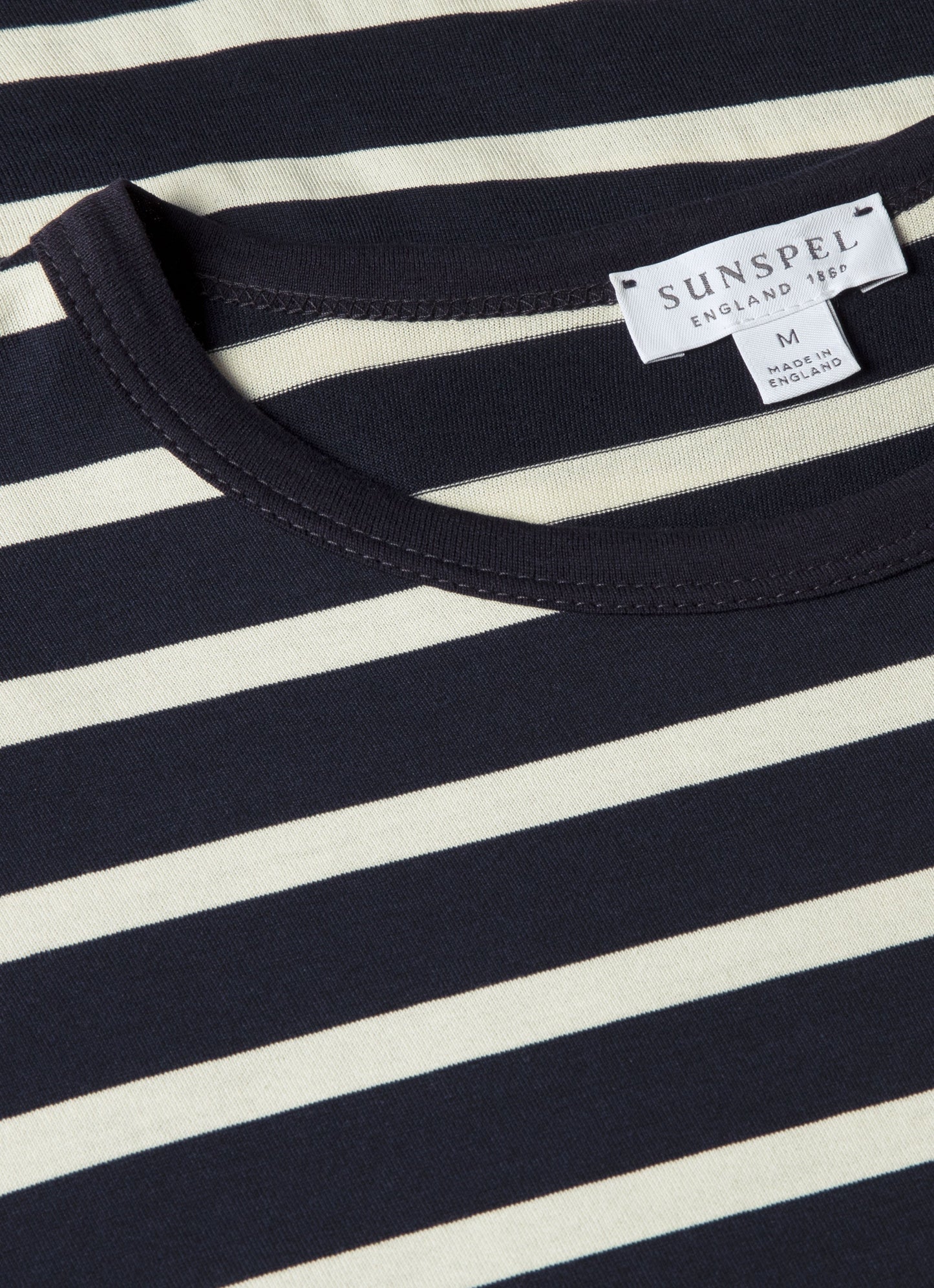 Mens Cotton Classic Breton Stripe Tshirt Navy Ecru Mtsh0001