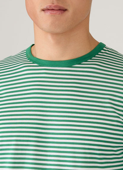 Mens Classic Tshirt In White Bright Green English Stripe Mtsh0001Es Stof