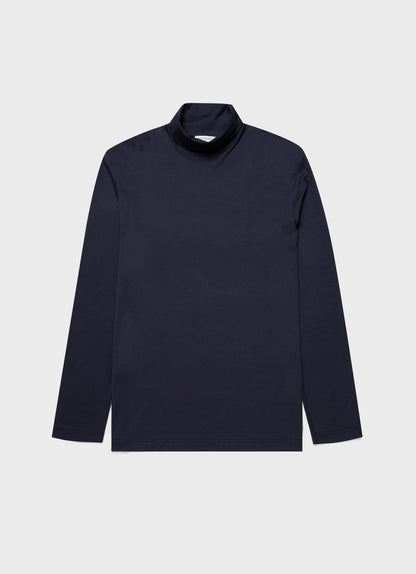 Mens Long Sleeve Roll Neck In Navy