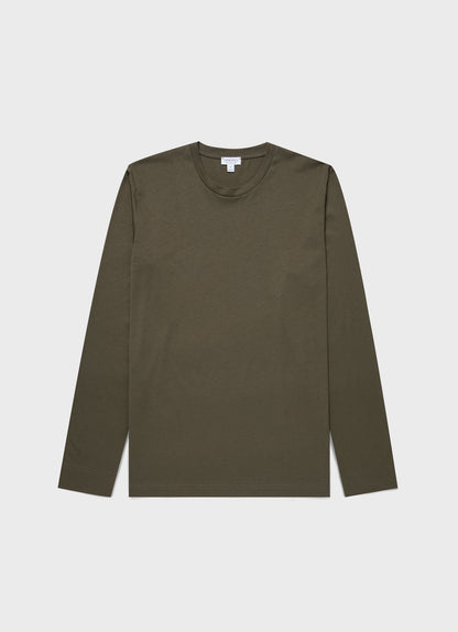 Mens Long Sleeve Riviera Midweight Tshirt In Khaki Mtsh0136S Gngy