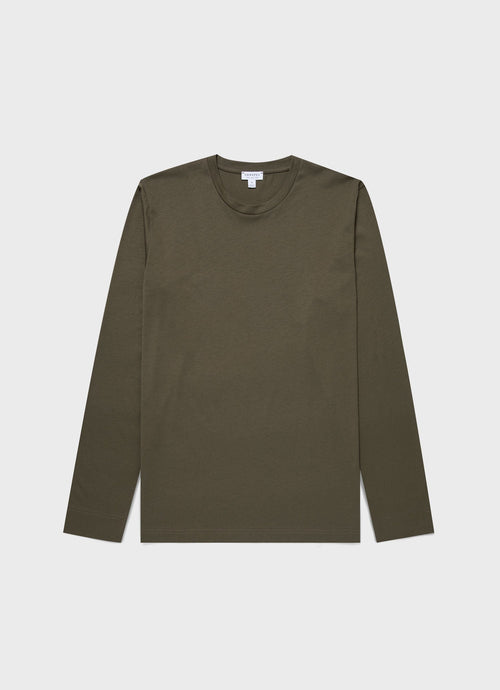Mens Long Sleeve Riviera Midweight Tshirt In Khaki Mtsh0136S Gngy