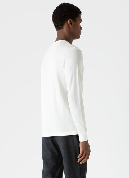 Mens Long Sleeve Waffle Henley In Ecru Mtsh0162 Whcr
