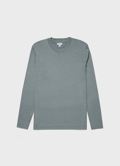 Mens Long Sleeve Heavyweight Tshirt In Smoke Green Mtsh0182 Gnhp