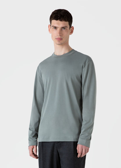 Mens Long Sleeve Heavyweight Tshirt In Smoke Green Mtsh0182 Gnhp