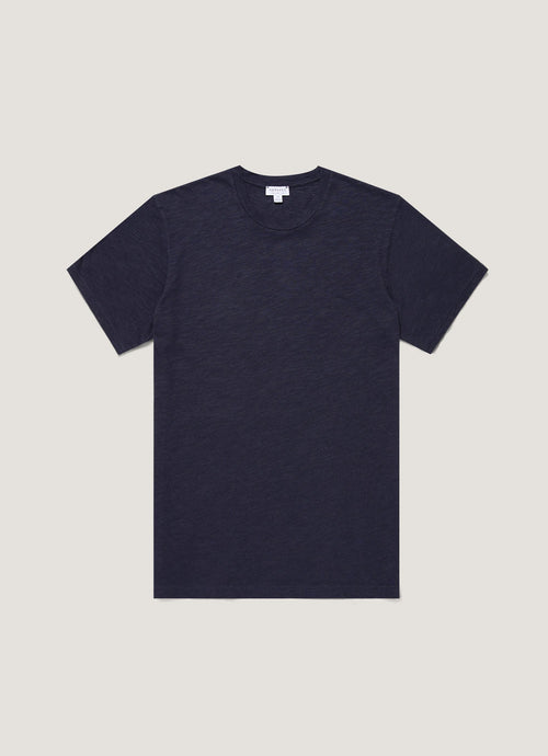 Mens Cotton Linen Tshirt In Navy Mtsh0192 Buaa