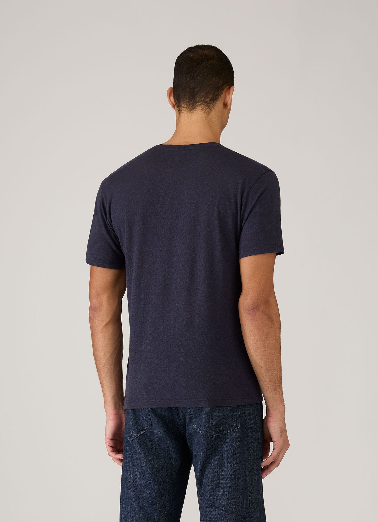 Mens Cotton Linen Tshirt In Navy Mtsh0192 Buaa