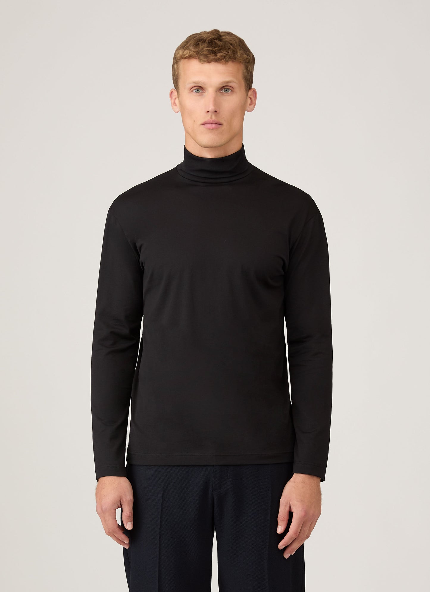 Mens Roll Neck Heavyweight Tshirt In Black Mtsh0196 Bkaa