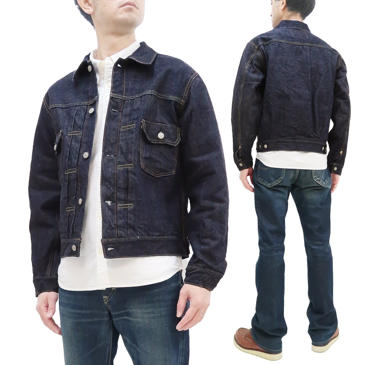 Sugar Cane Blanket Lined Denim Jacket Men's Reissue 1953 Type 2 Trucker Jean Jacket SC15210 421 One Wash Deep Indigo
