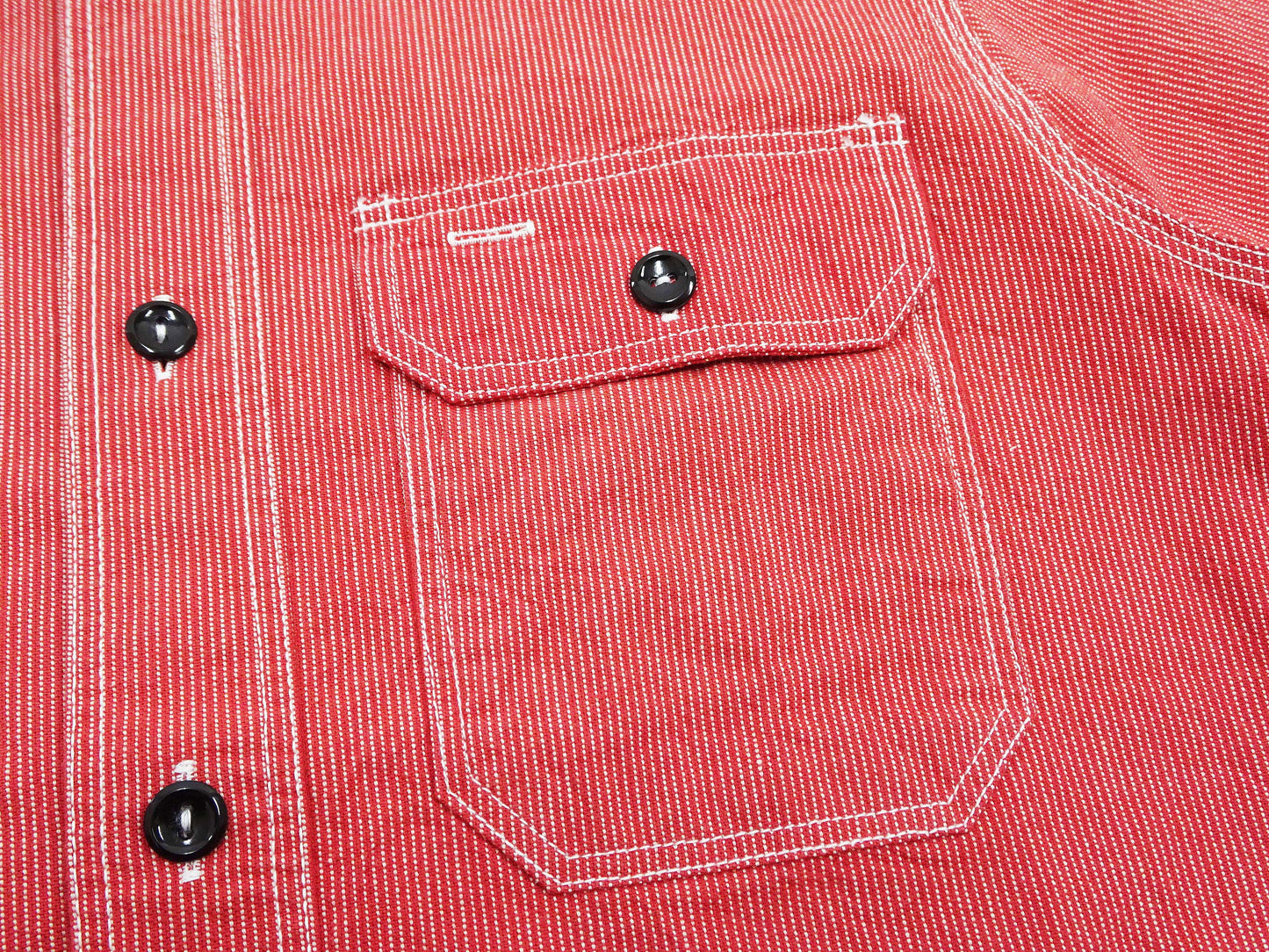 Sugar Cane Work Shirt with Vertical Hairline Code Stripe Pattern Men's Casual Jean Cord Long Sleeve Button Up Shirt SC25511 165 Red