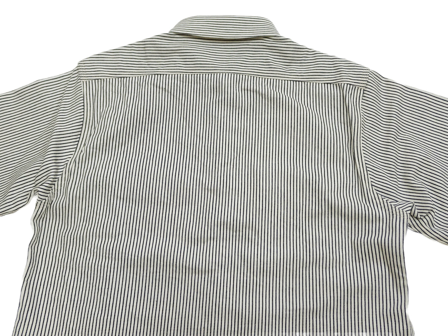 Sugar Cane Hickory Stripe Work Shirt - Men's Casual Short Sleeve Button Up Shirt SC37944 105 Off-White