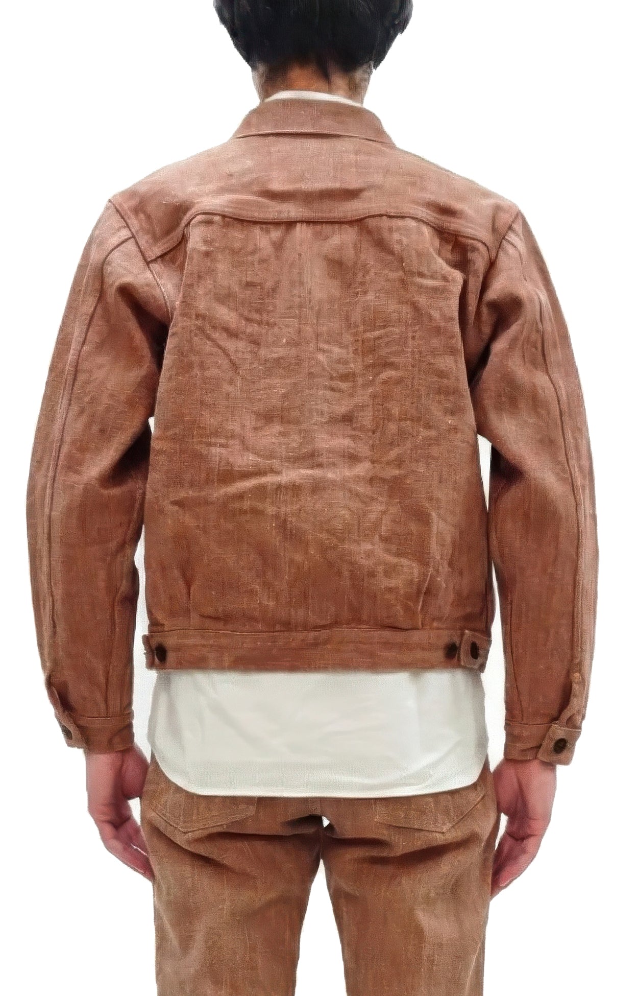 Studio D'artisan Denim Jacket SP-109 Men's 16oz. Natural Persimmon Tannin-Dyed Slub Selvedge Denim 1953 Type 2 Style Jean Jacket Reddish-brown One-Wash