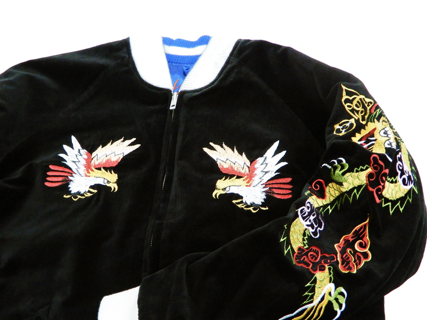 Hanatabi Gakudan Men's Velvet Japanese Souvenir Jacket Japan Map Sukajan Script SVJ-001
