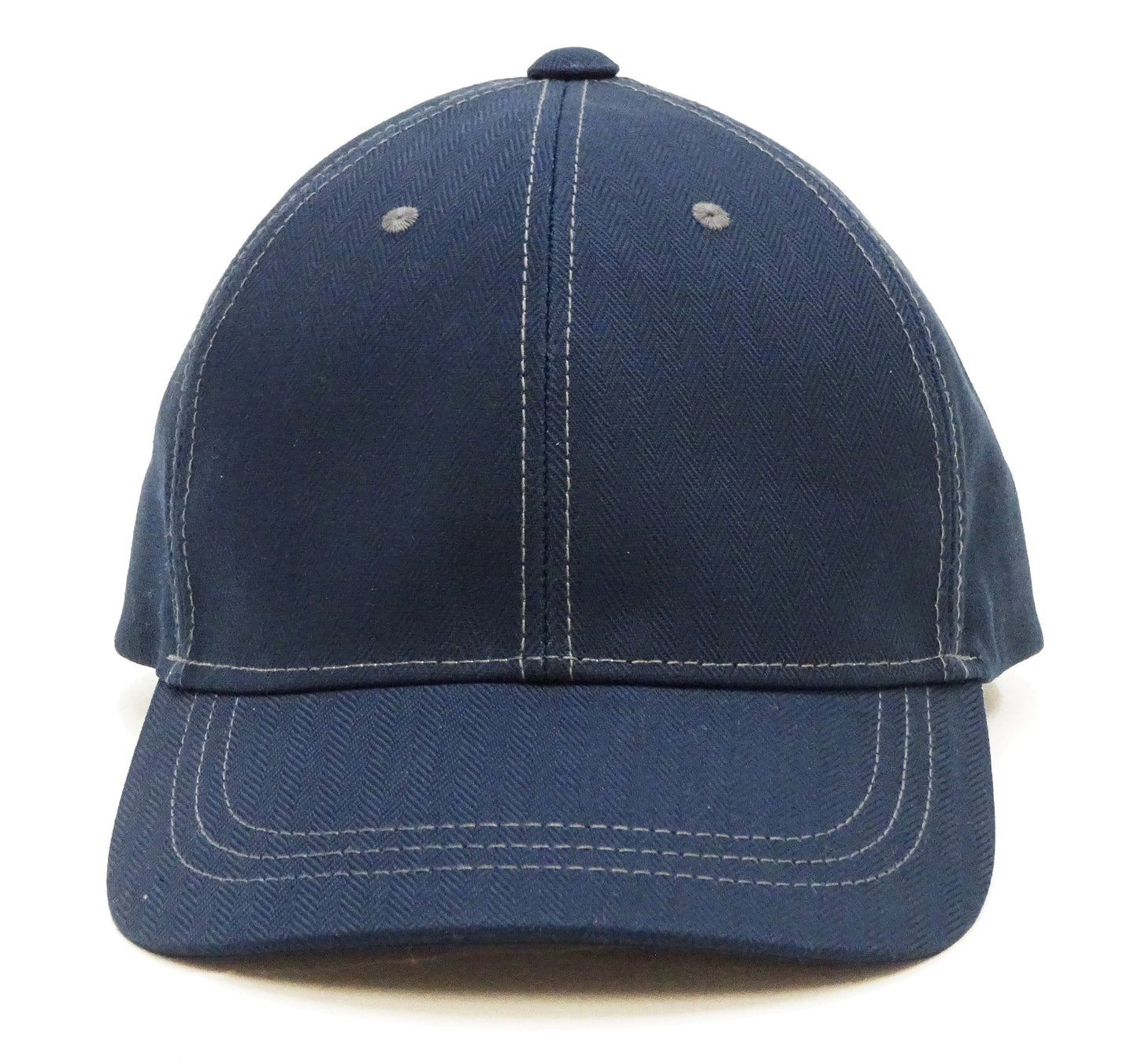 TOYS McCOY Men's Solid Baseball Cap (No Mesh) - Mid-Profile 6-Panel Cotton Herringbone Twill (HBT), Pre-Curved Brim, Leather Strap Back, Made in Japan (TMA2614 Color 120: Blue-Tinted Navy)