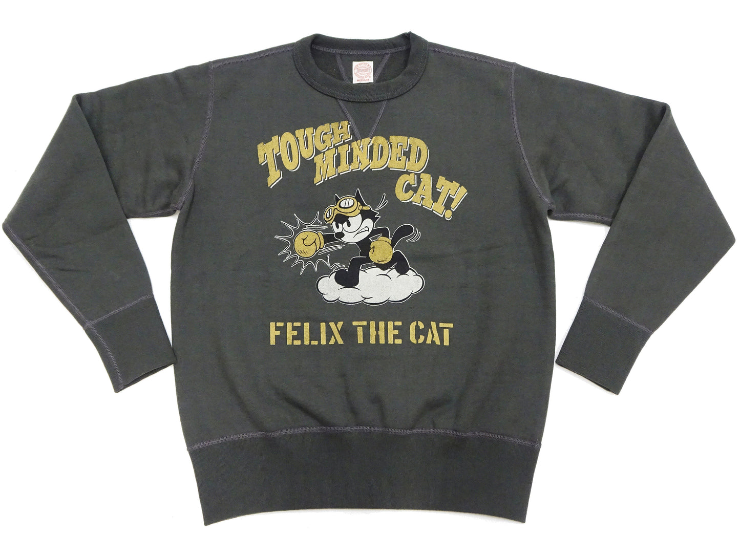 TOYS McCOY Men's Felix the Cat Sweatshirt - Vintage-Style Heavyweight Loopwheel Fleece - Made in Japan (TMC2547 030 Faded black)
