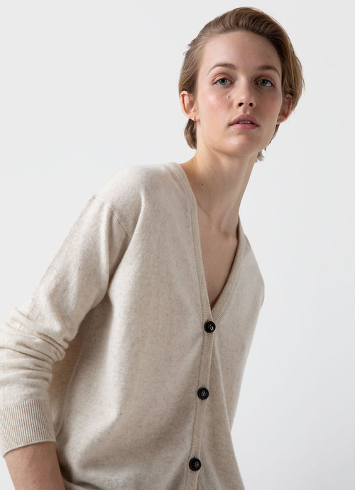 Womens Cashmere Cardigan In Natural Ecru Wcar8151U Whgs