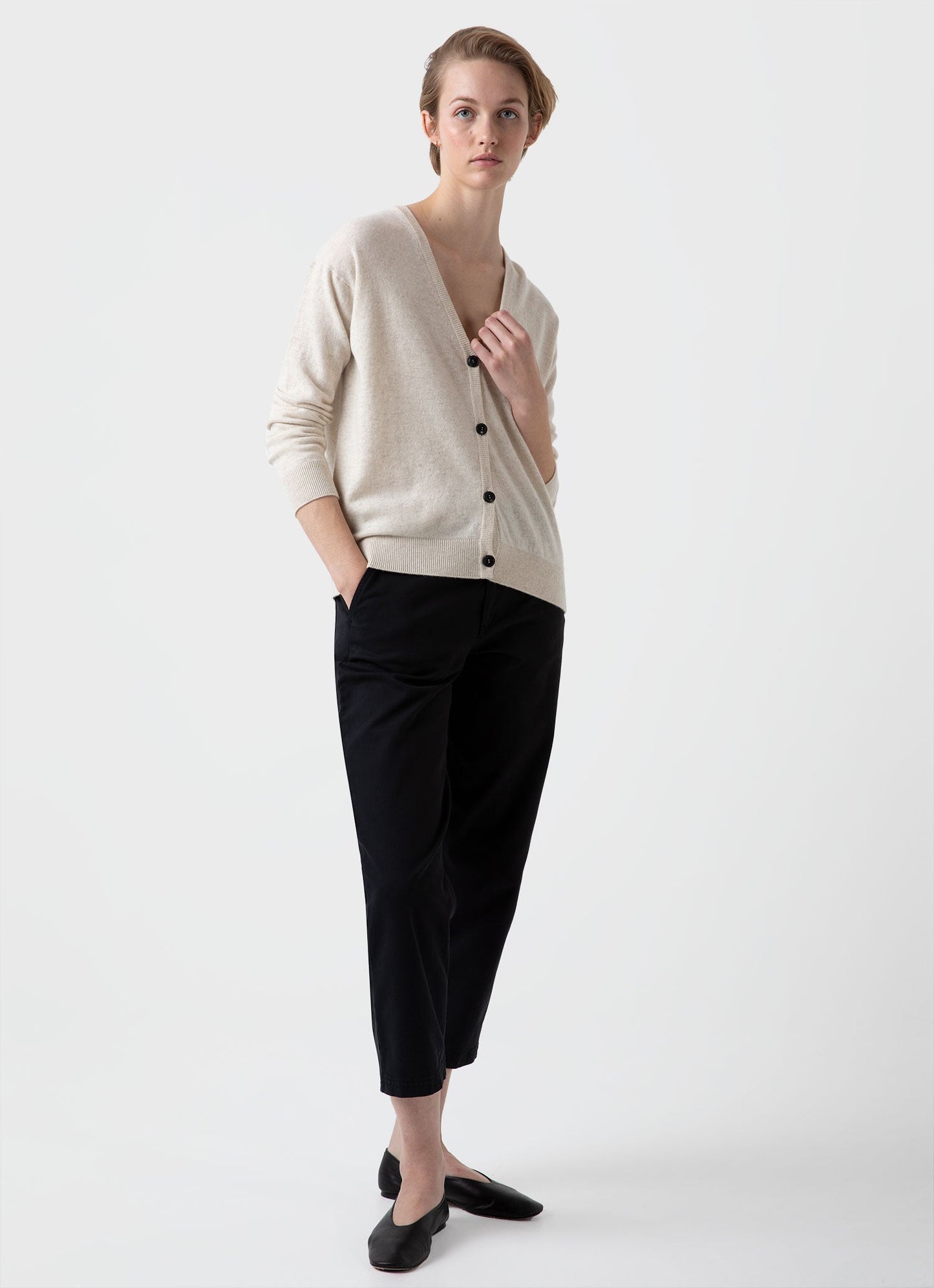 Womens Cashmere Cardigan In Natural Ecru Wcar8151U Whgs