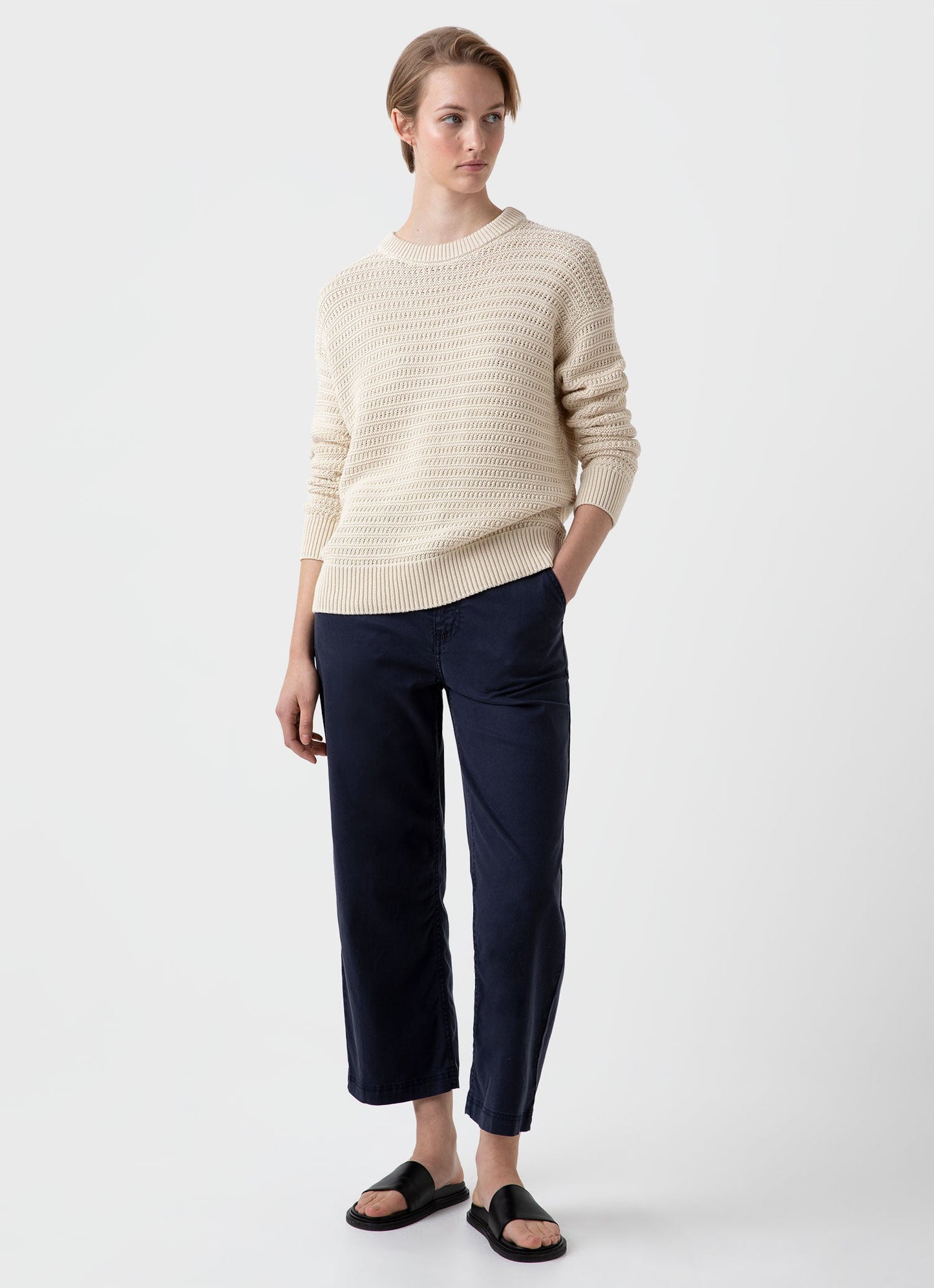 Womens Chunky Textured Jumper In Ecru Wjum8167 Whcr