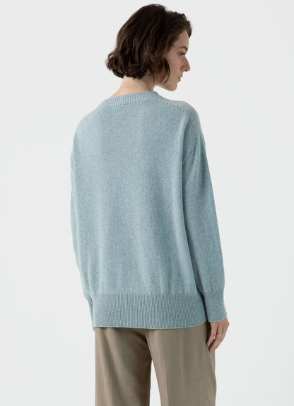 Womens Lambswool Crewneck Jumper In Blue Sage Wjum8176 Busy