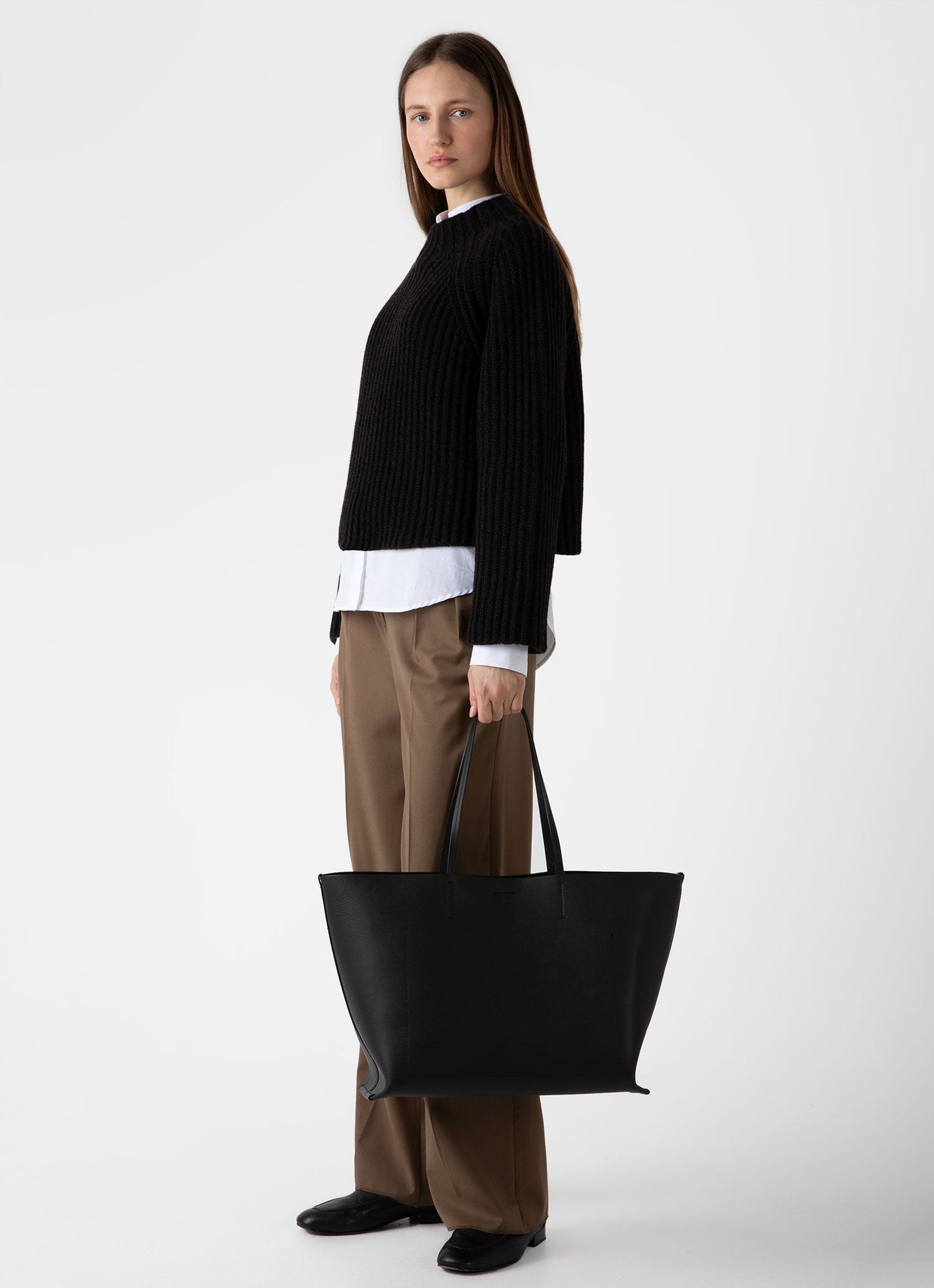 Womens Lambswool Chunky Funnel Neck Jumper In Coffee Twist Wjum8188 Bren